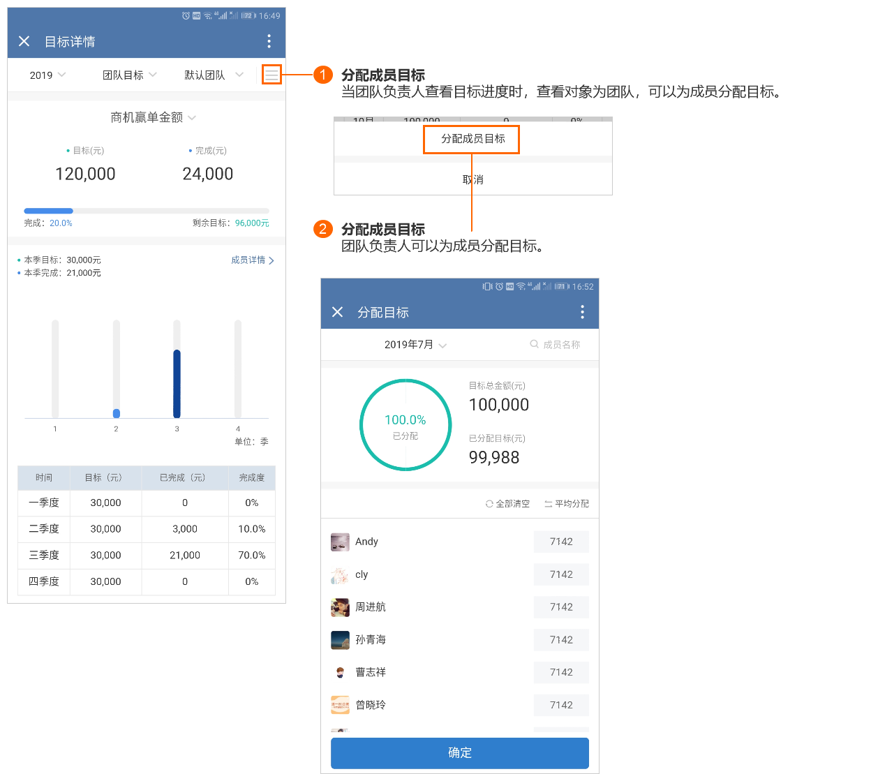 分配成员目标